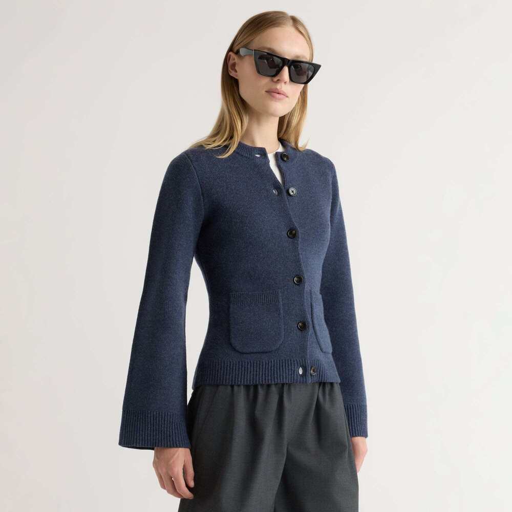 Modern Citizen Eames Organic Cotton-Wool Cardigan Size SDenim Blue / S